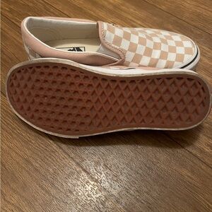 Vans Blush and Cream Checkered Slip-On Sneakers
